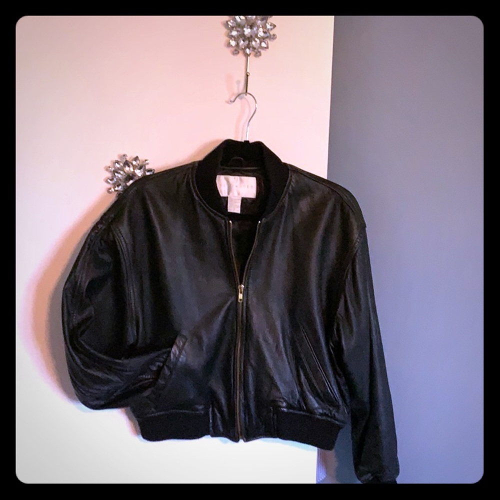 Vintage 80”s LIMITED black leather jacket